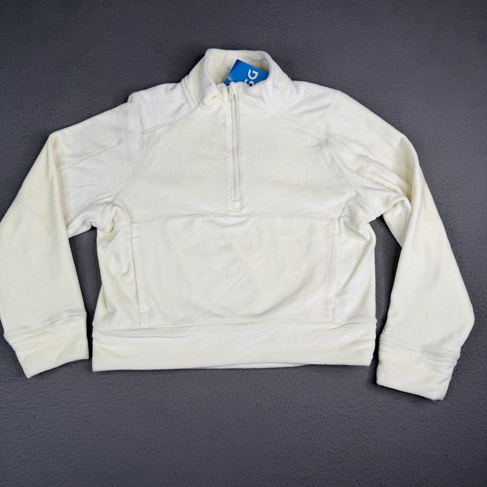 DSG Pullover Girls Medium Pale Yellow Velour Half Zip Soft Raglan Long Sleeve
